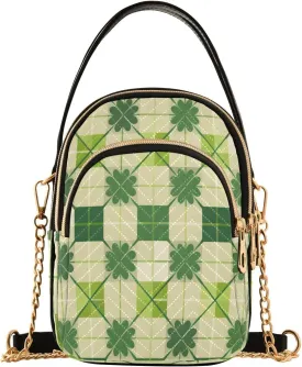 Quilted Crossbody Bags for Women,Patrick Four-leaf Clover Women's Crossbody Handbags Small Travel Purses Phone Bag