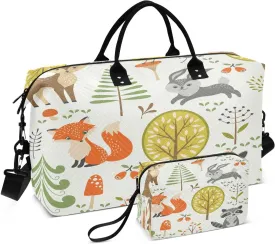 senya Travel Duffle Bag Weekender Bags Overnight Bag with Toiletry Bag Gym Duffel Bag Cute Woodland Animals Trees Mushrooms and Berries for Travel Business Trips Sport