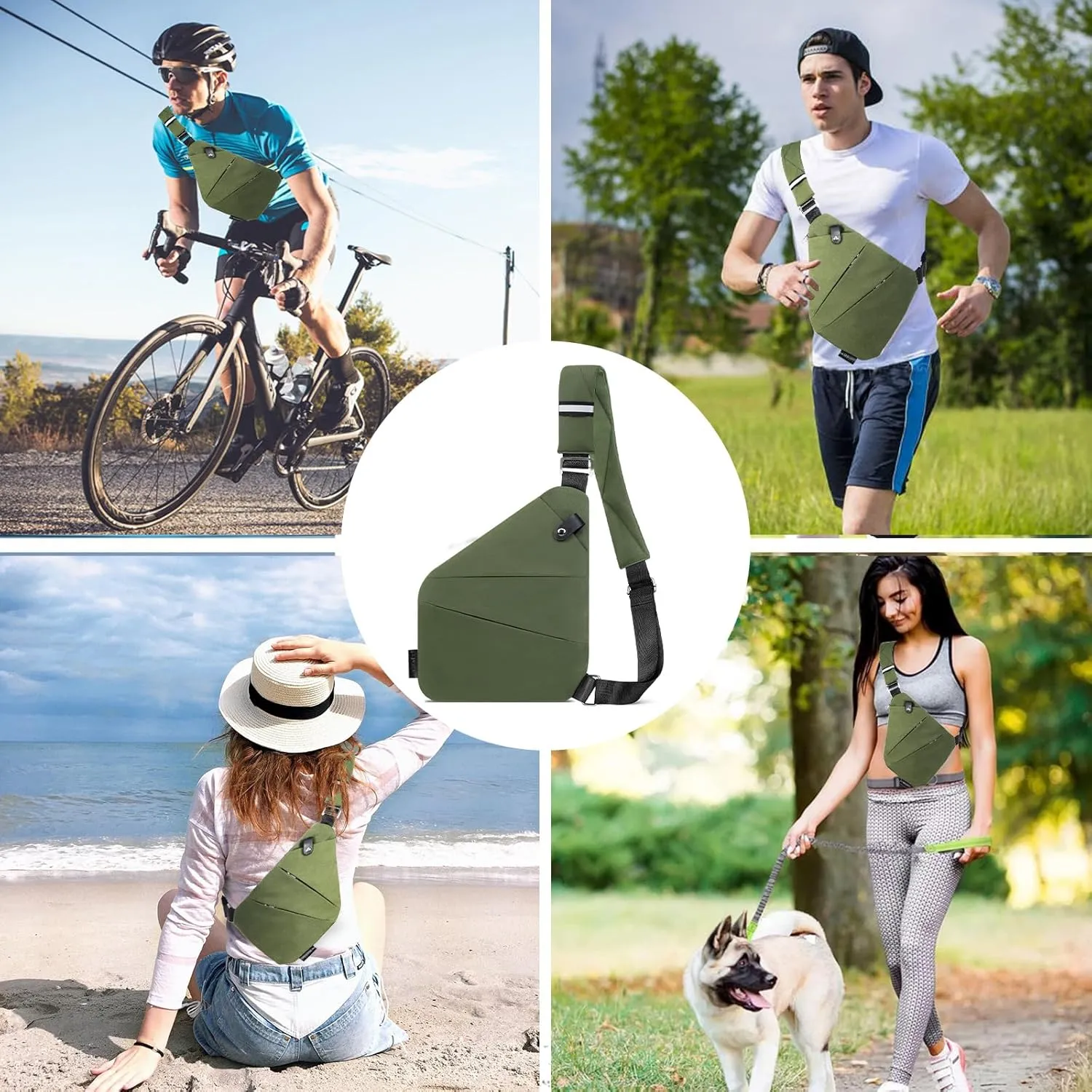 Sling Bag for Women Men, Anti Theft Travel Bag Crossbody Bags for Women Men Flex Bag for Outdoor Sport Casual Hiking Running