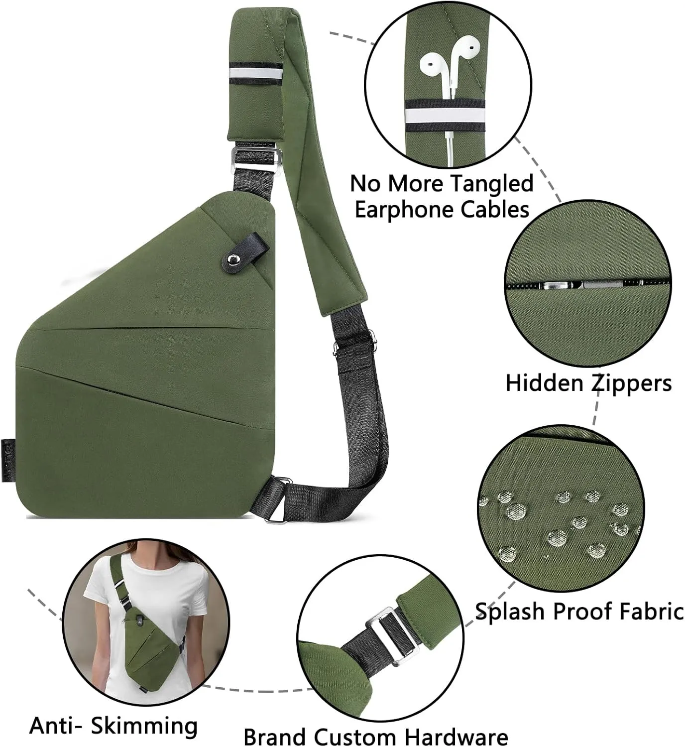 Sling Bag for Women Men, Anti Theft Travel Bag Crossbody Bags for Women Men Flex Bag for Outdoor Sport Casual Hiking Running
