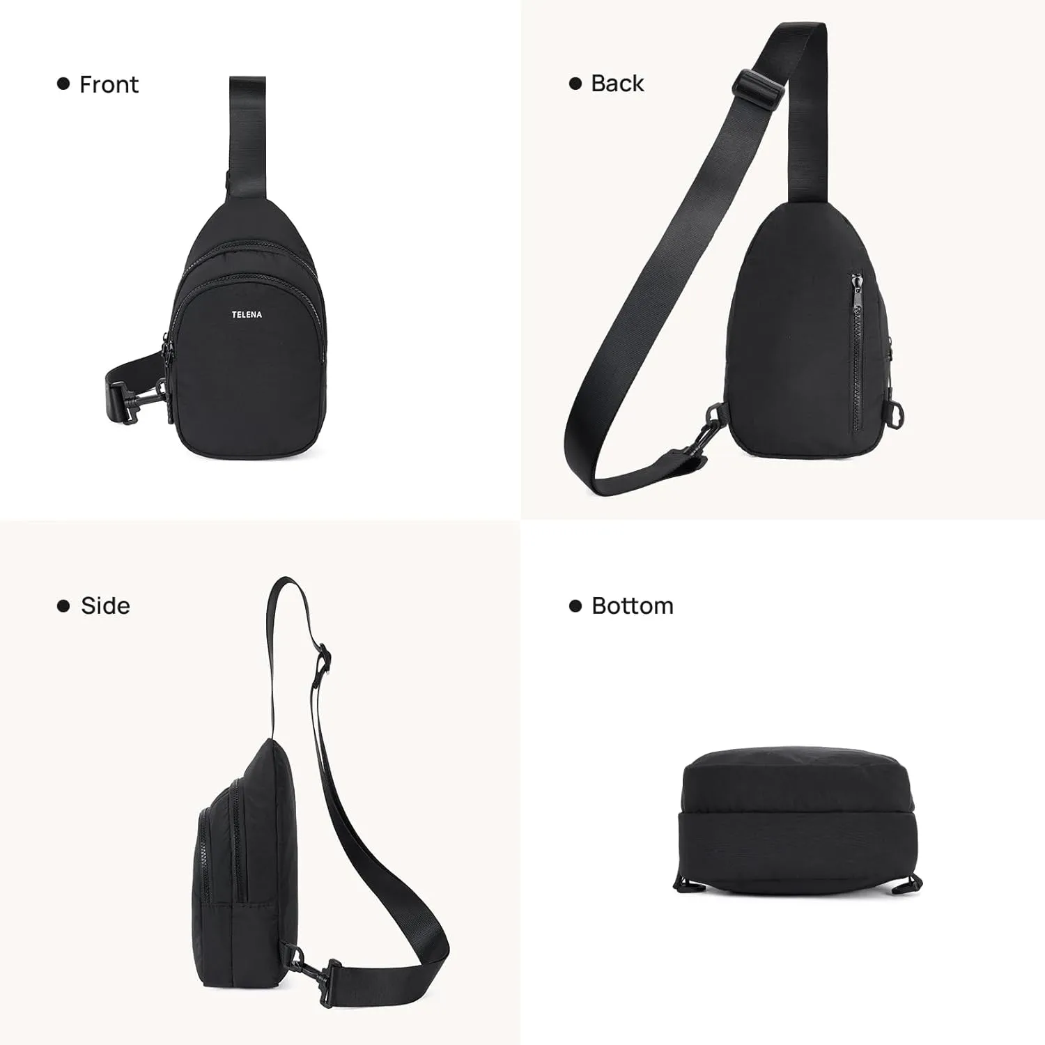 Telena Sling Bag for Women Crossbody Bags Fashion Fanny Pack Cross Body for Travel Hiking Cycling 0-Black