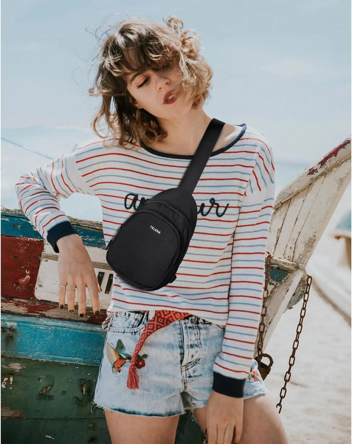 Telena Sling Bag for Women Crossbody Bags Fashion Fanny Pack Cross Body for Travel Hiking Cycling 0-Black