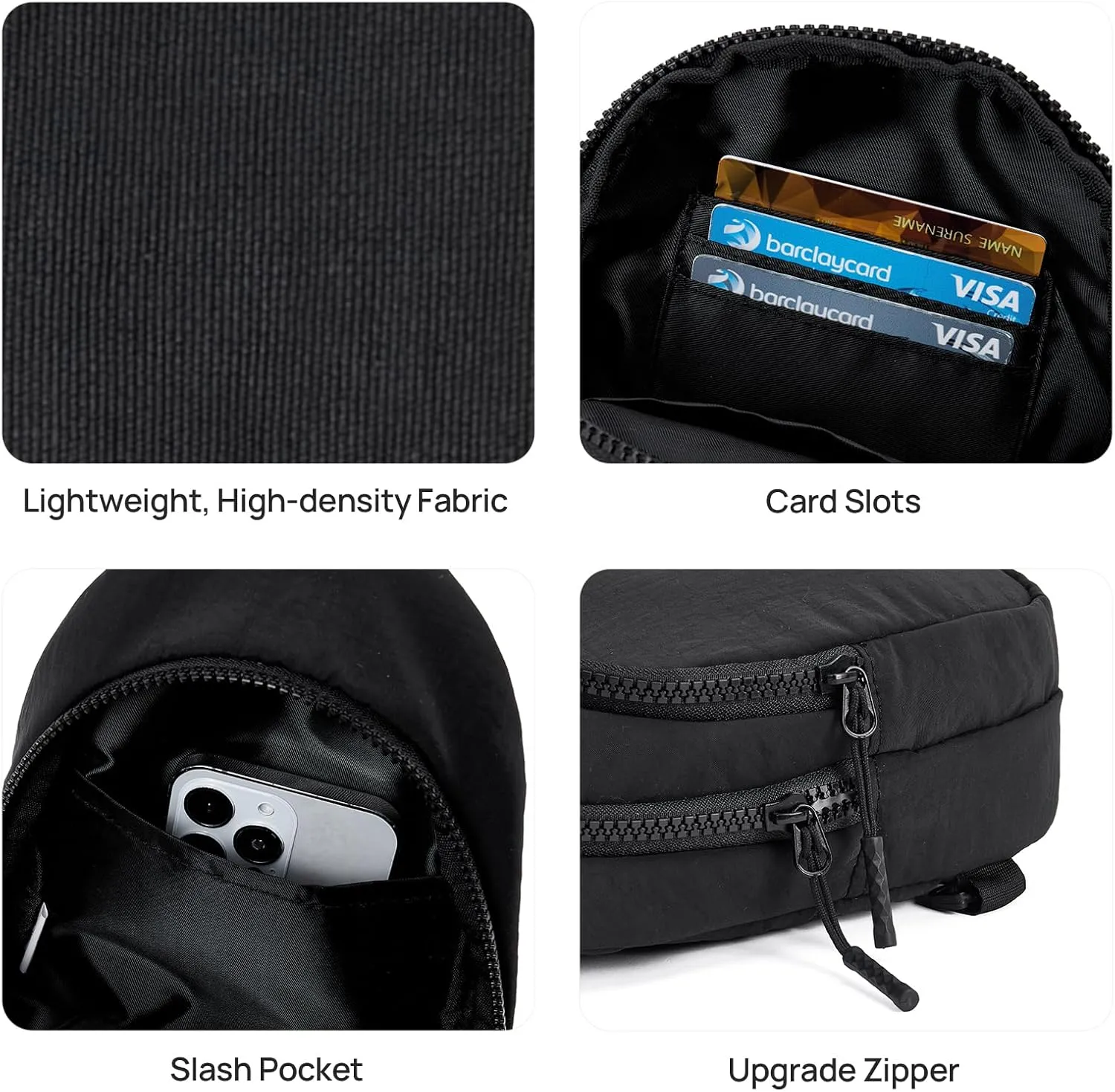 Telena Sling Bag for Women Crossbody Bags Fashion Fanny Pack Cross Body for Travel Hiking Cycling 0-Black