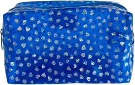 TotePrint Portable Waterproof Makeup Bag for Travel,Diamond solid color Makeup Bags with Zipper Pen Pouch (blue)