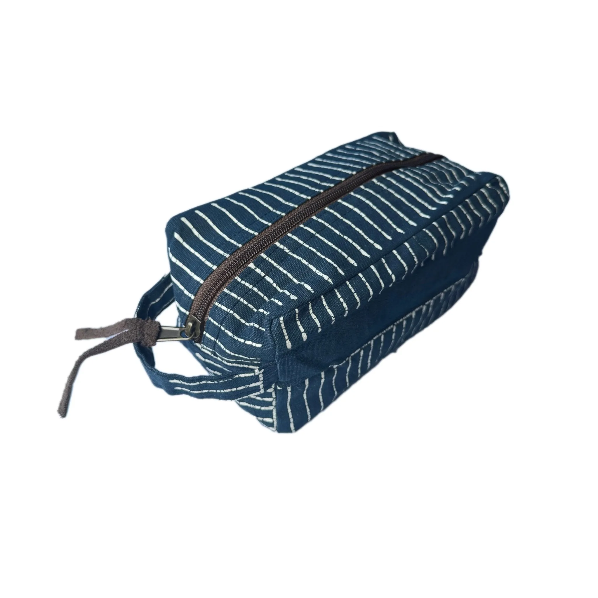 Tribal Cloth Indigo Blue Rake Travel Pouch