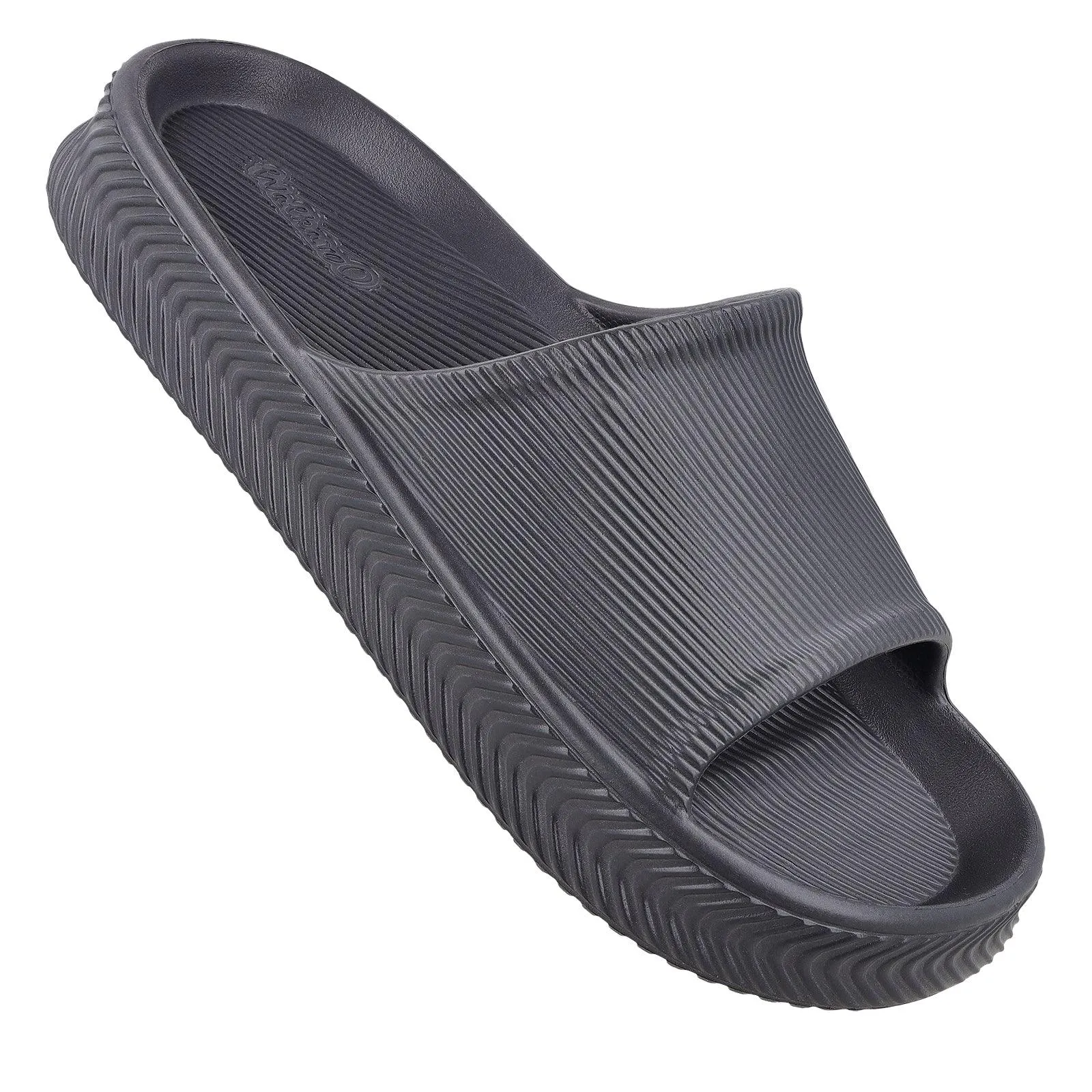 Walkaroo Mens Flip Flop Sliders  - WC8737 Dark Grey