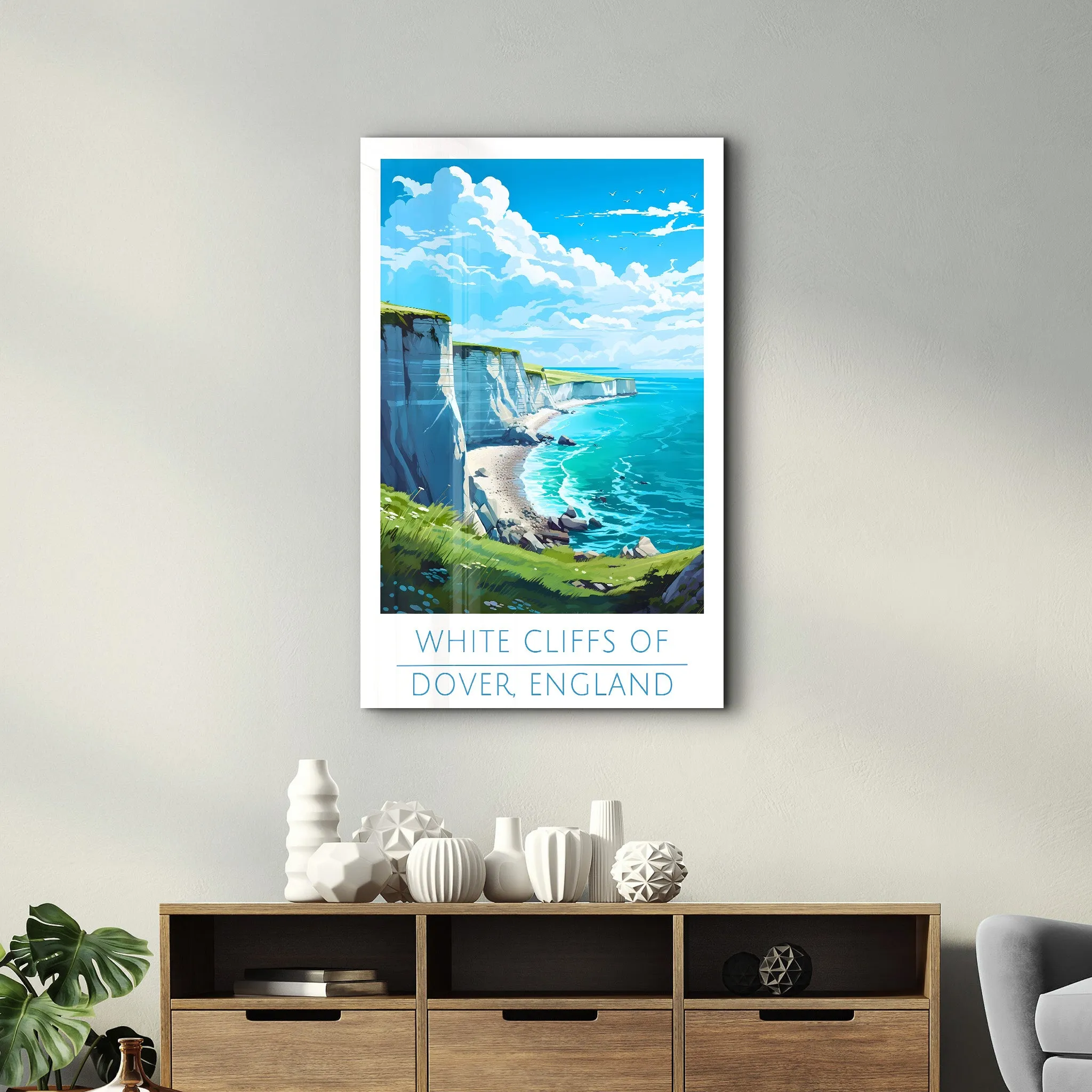 White Cliffs of Dover England-Travel Posters | Glass Wall Art
